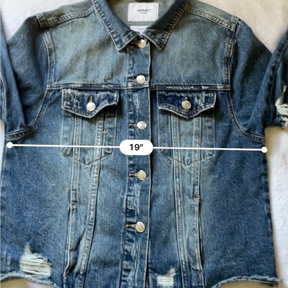 Vervet Women’s Distressed Denim Jean Jacket Size M Blue Classic Fit Casual - Picture 6 of 12